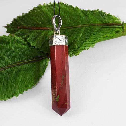 gemsmore:Natural Red Jasper Healing Point Pendant