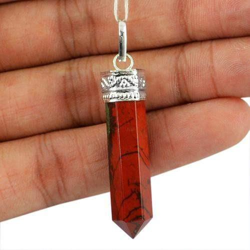 gemsmore:Natural Red Jasper Healing Point Pendant