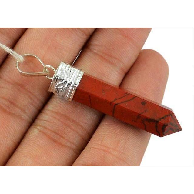 gemsmore:Natural Red Jasper Healing Point Pendant