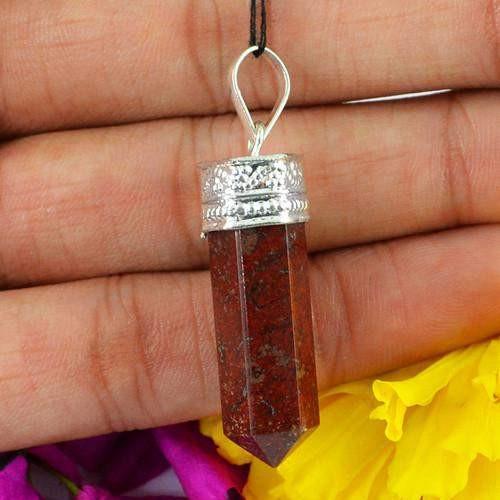 gemsmore:Natural Red Jasper Healing Point Pendant