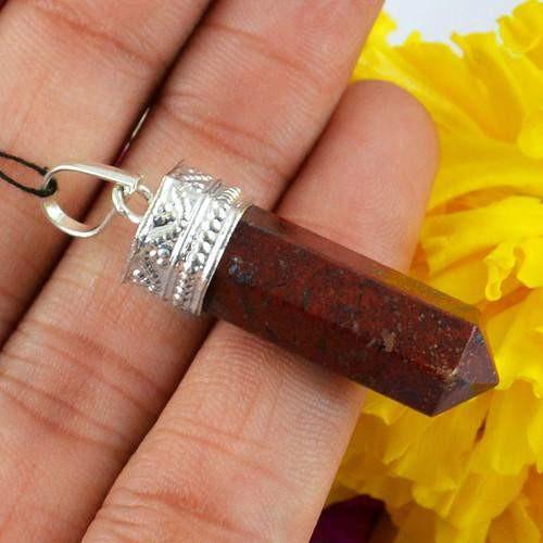 gemsmore:Natural Red Jasper Healing Point Pendant