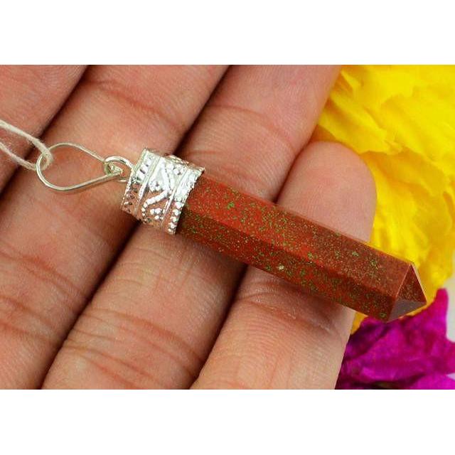 gemsmore:Natural Red Jasper Healing Point Pendant