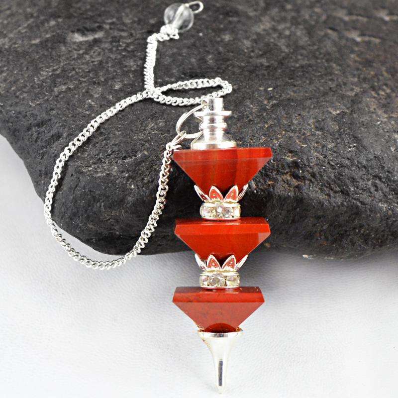 gemsmore:Natural Red Jasper Healing Pure Healing Pyramid Pendulum