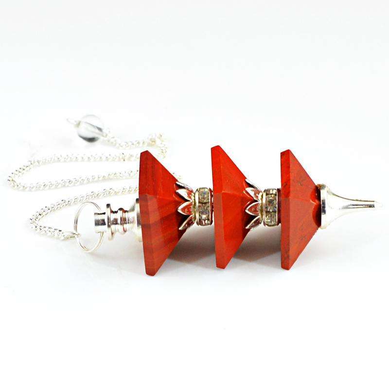 gemsmore:Natural Red Jasper Healing Pure Healing Pyramid Pendulum