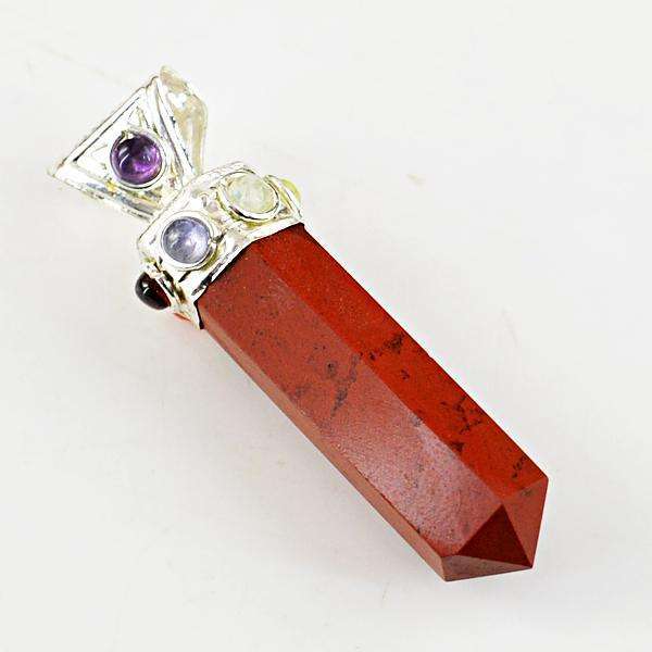 gemsmore:Natural Red Jasper Seven Chakra Healing Point Pendant