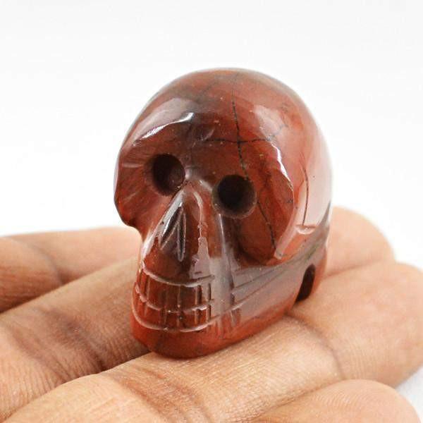 gemsmore:Natural Red Jasper Single Gem Carved Skull