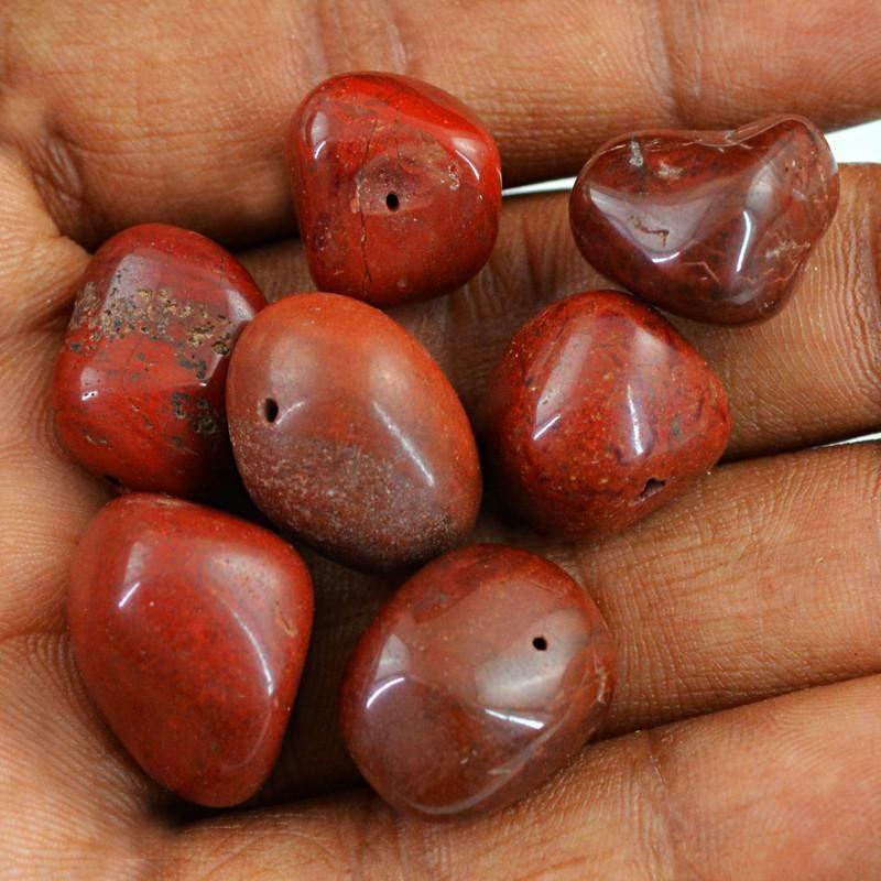 gemsmore:Natural Red Jasper Untreated Beads Lot