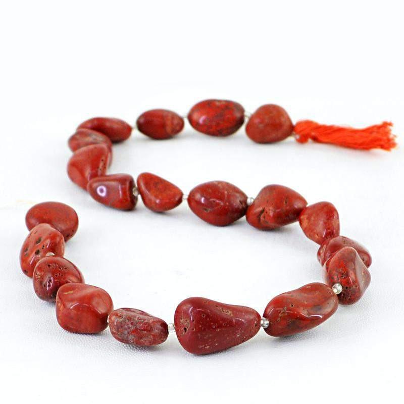 gemsmore:Natural Red Jasper Untreated Beads Strand