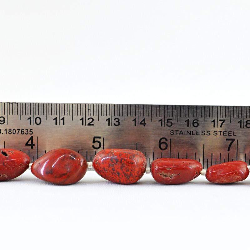 gemsmore:Natural Red Jasper Untreated Beads Strand