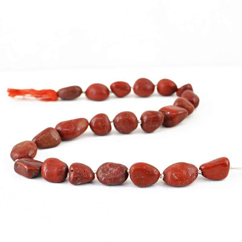 gemsmore:Natural Red Jasper Untreated Beads Strand