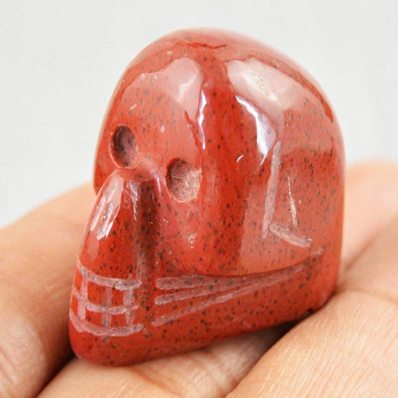 gemsmore:Natural Red Jasper Untreated Hand Carved Skull Gemstone