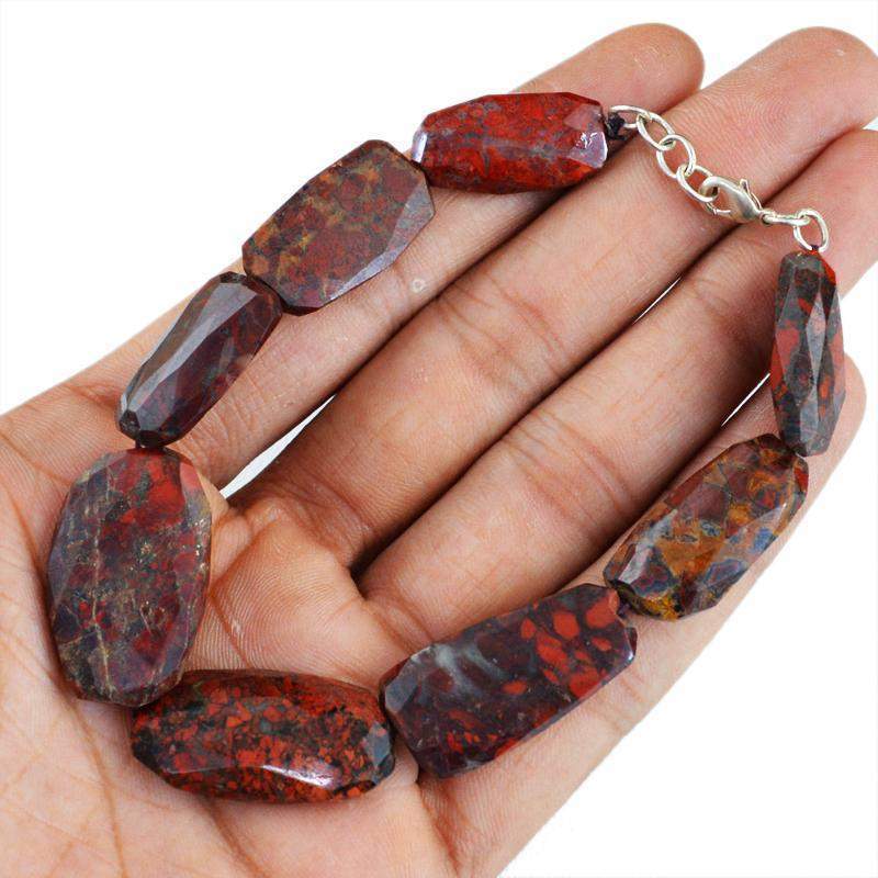 gemsmore:Natural Red Mookaite Bracelet Faceted Beads