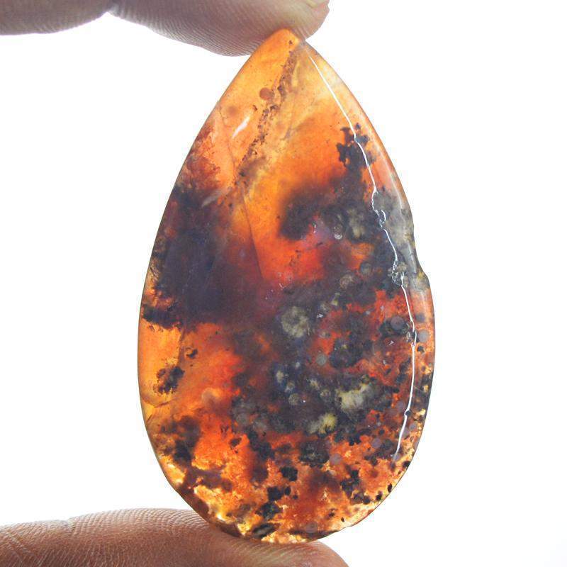 gemsmore:Natural Red Moss Agate Pear Shape Gemstone