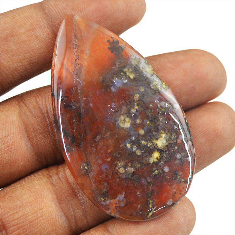 gemsmore:Natural Red Moss Agate Pear Shape Gemstone