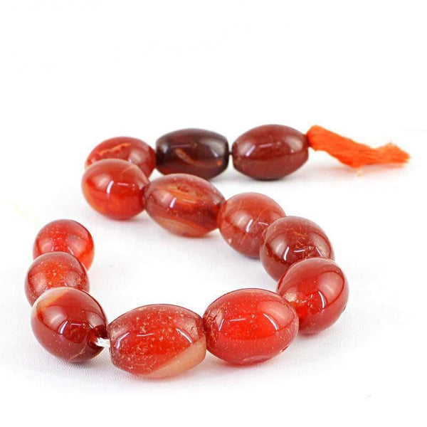 gemsmore:Natural Red Onyx Oval Shape Beads Strand