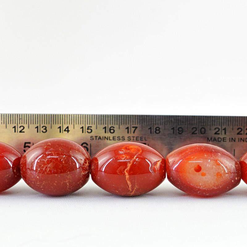 gemsmore:Natural Red Onyx Oval Shape Beads Strand