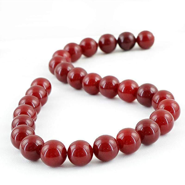 gemsmore:Natural Red Onyx Round Beads Strand
