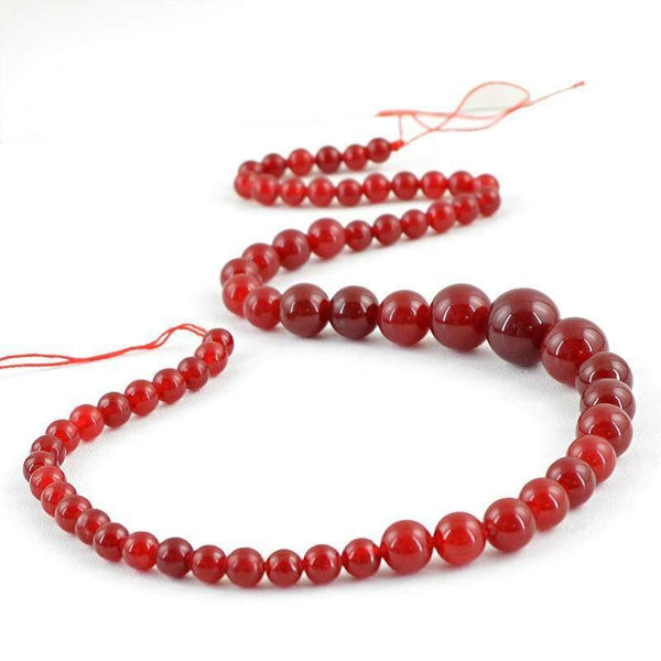 gemsmore:Natural Red Onyx Round Shape Beads Strand