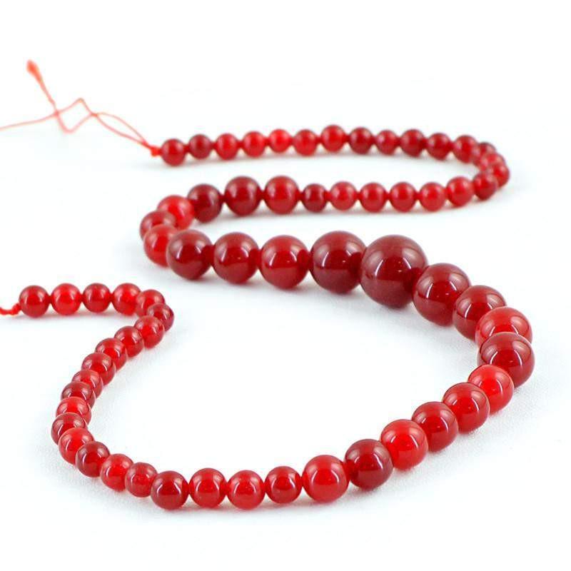 gemsmore:Natural Red Onyx Round Shape Beads Strand