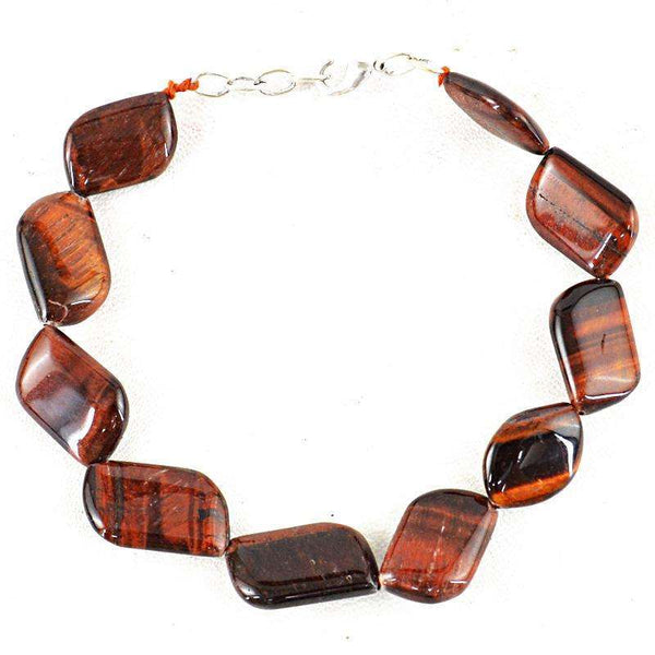 gemsmore:Natural Red Power Tiger Eye Beads Bracelet