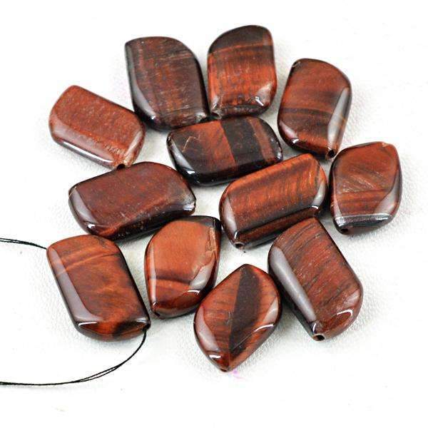 gemsmore:Natural Red Power Tiger Eye Beads Lot - Drilled