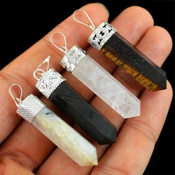 gemsmore:Natural Reiki Healing Point Pendant Lot