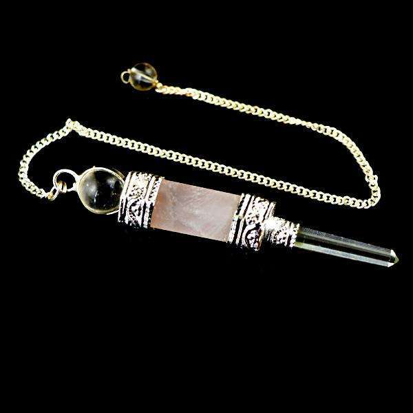 gemsmore:Natural Rose Quartz Healing Ball Point Pendulum