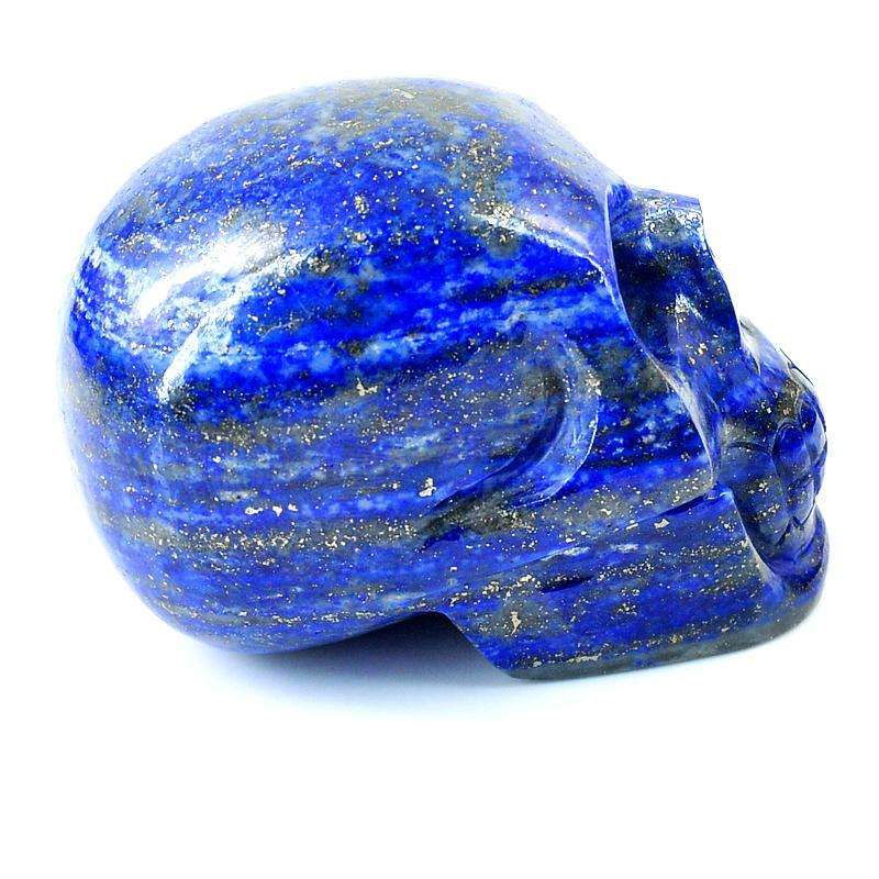 gemsmore:Natural Rough Blue Lapis Lazuli Carved Skull Gem