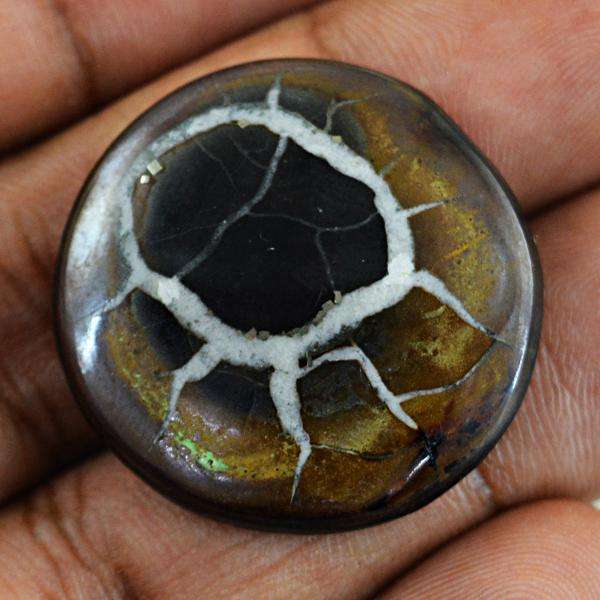 gemsmore:Natural Round Shape Black Septarian Agate Untreated Loose Gemstone