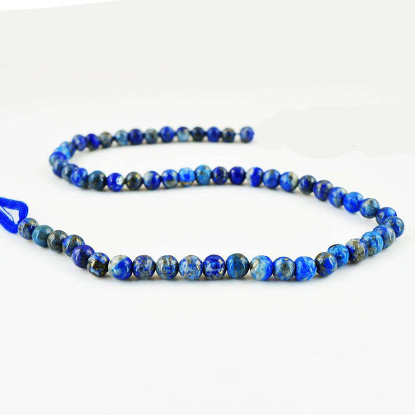 gemsmore:Natural Round Shape Blue Lapis Lazuli Drilled Beads Strand