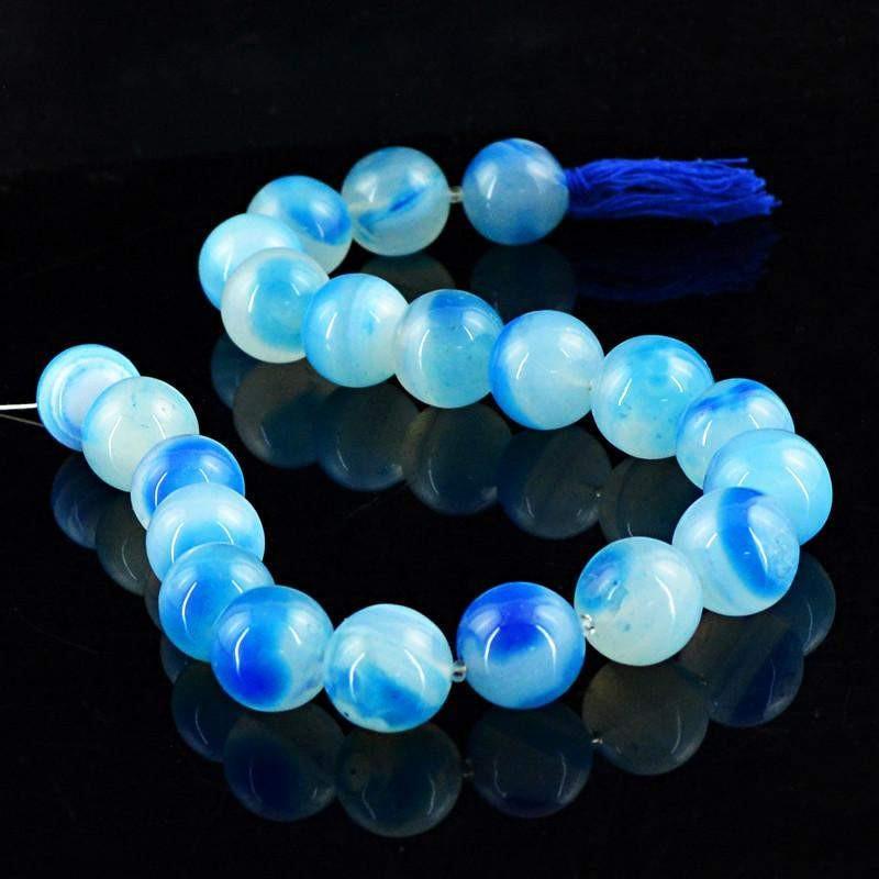 gemsmore:Natural Round Shape Blue Onyx Beads Strand