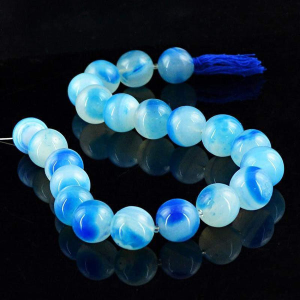 gemsmore:Natural Round Shape Blue Onyx Beads Strand