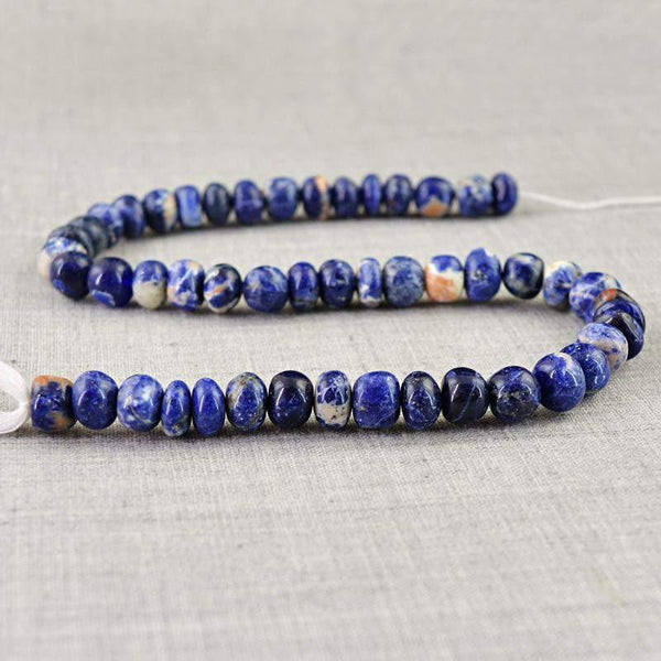 gemsmore:Natural Round Shape Blue Sodalite Beads Strand