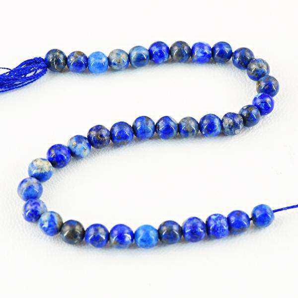 gemsmore:Natural Round Shape Blue Sodalite Drilled Beads Strand