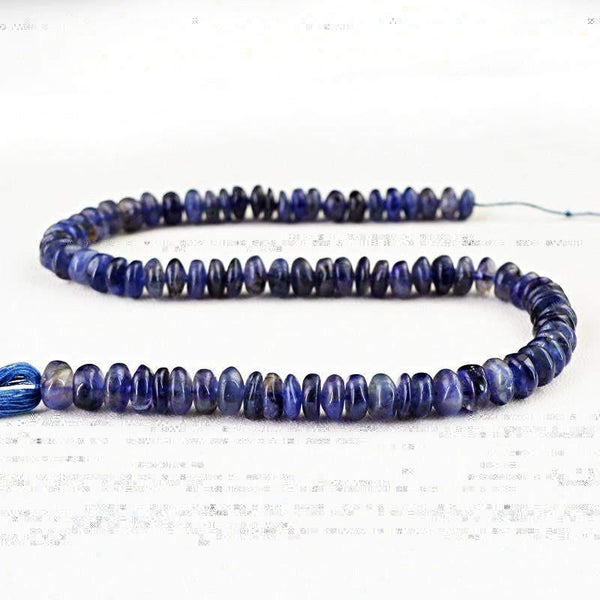gemsmore:Natural Round Shape Blue Tanzanite Drilled Beads Strand