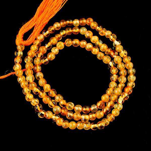gemsmore:Natural Round Shape Citrine Drilled Beads Strand