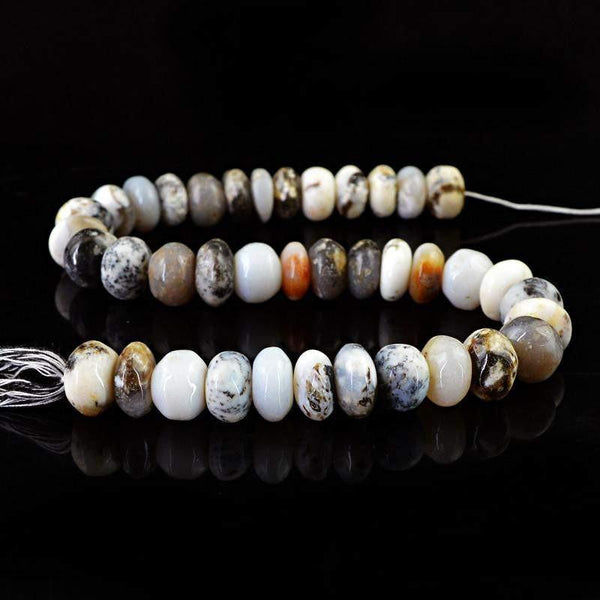 gemsmore:Natural Round Shape Dendrite Opal Unheated Beads Strand