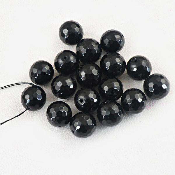 gemsmore:Natural Round Shape Faceted Black Spinel Drilled Beads Lot