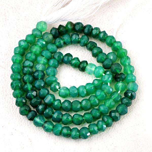 gemsmore:Natural Round Shape Faceted Green Fluorite Drilled Beads Strand