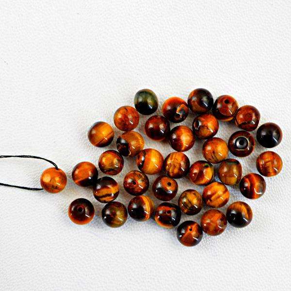 gemsmore:Natural Round Shape Golden Tiger Eye Drilled Beads Lot