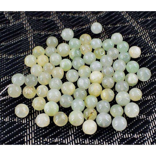 gemsmore:Natural Round Shape Green Aquamarine Drilled Beads Lot