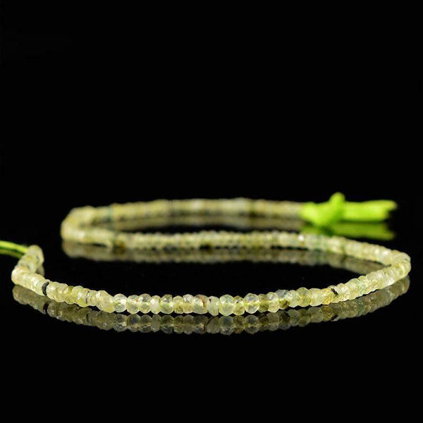 gemsmore:Natural Round Shape Green Phrenite Faceted Beads Strand