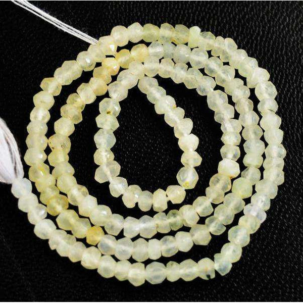 gemsmore:Natural Round Shape Green Phrenite Faceted Drilled Beads Strand