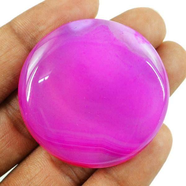 gemsmore:Natural Round Shape Healing Palm Pink Onyx Gemstone