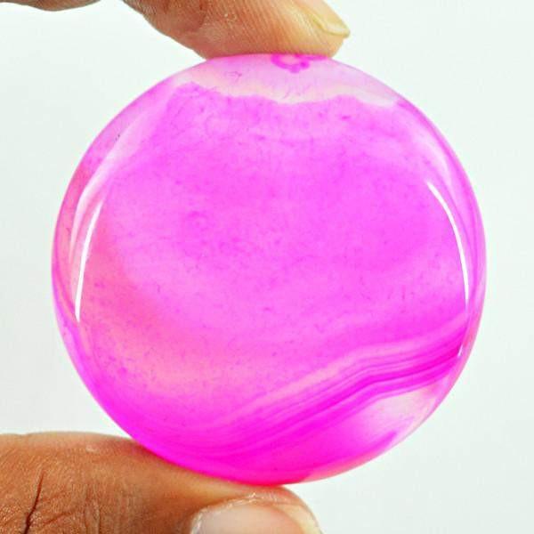 gemsmore:Natural Round Shape Healing Palm Pink Onyx Gemstone