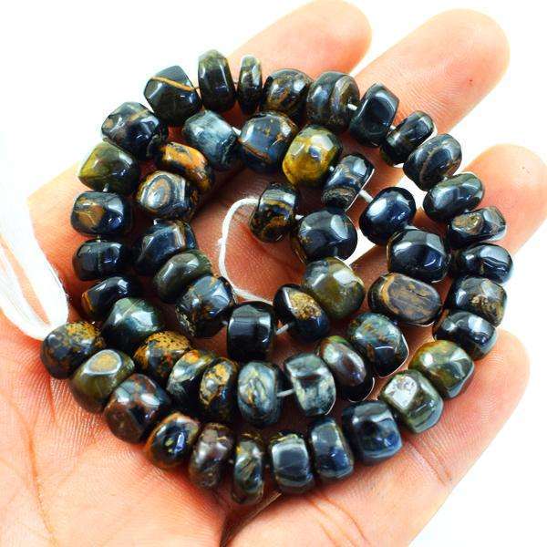 gemsmore:Natural Round Shape Iron Tiger Eye Drilled Beads Strand