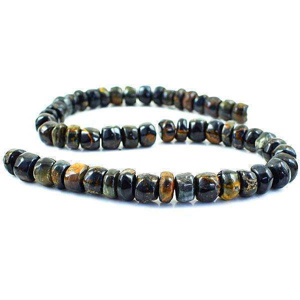 gemsmore:Natural Round Shape Iron Tiger Eye Drilled Beads Strand