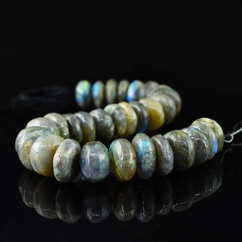 gemsmore:Natural Round Shape Labradorite Unheated Beads Strand