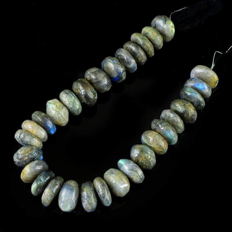 gemsmore:Natural Round Shape Labradorite Unheated Beads Strand