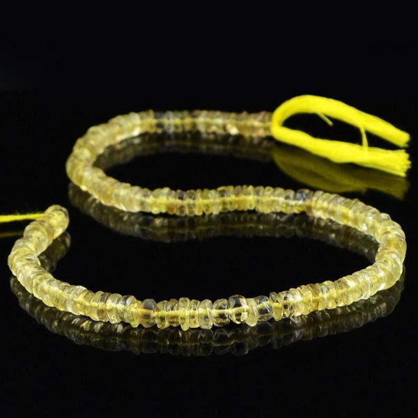 gemsmore:Natural Round Shape Lemon Quartz Drilled Beads Strand